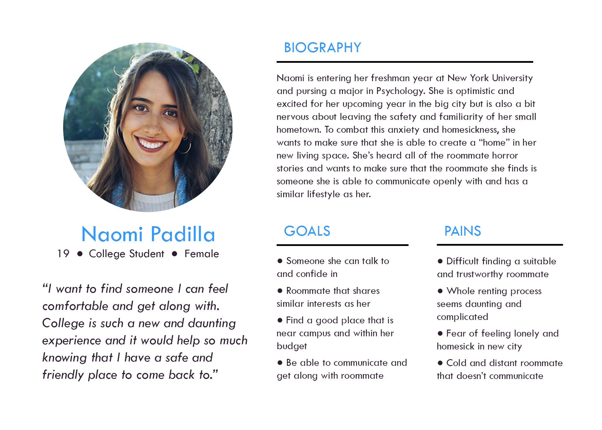 Two personas, Naomi and Arjun, representing diverse user groups