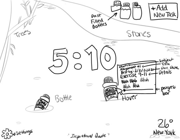 An early rough sketch of the interface